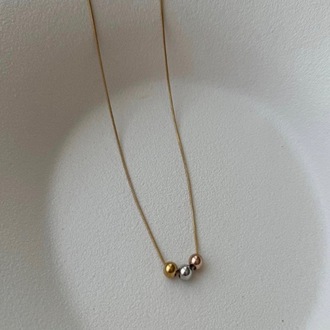 Çelik Gold 3 Farklı Renk Topçuk Model Kolye
