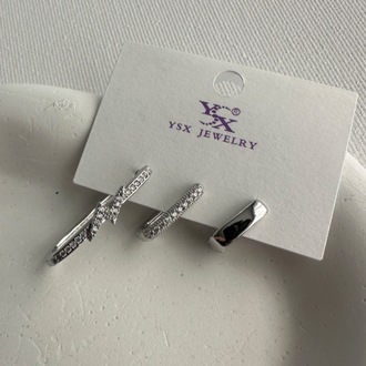 Ysx vip silver renkte 3 lü küpe seti