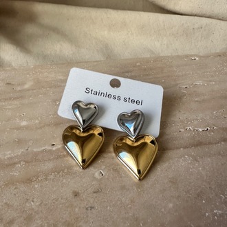 Çelik gold silver küpe
