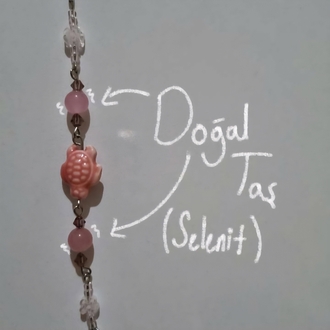 Doğal Taşlı Kaplumbağa Detaylı Çanta Süsü