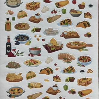 Renkli stickerlar Mutfak aletleri,şişe,konserve temaları