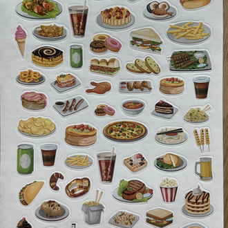 Renkli stickerlar Mutfak aletleri,şişe,konserve temaları