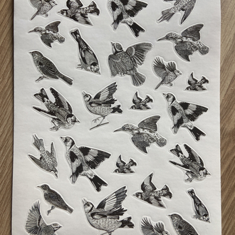 Siyah beyaz farklı temalı stickerlar