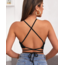 Sırtı Açık Boyundan Çapraz Bağlamalı Crop Top Bluz