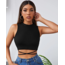 Çapraz Bağlamalı Siyah Crop Top Bluz