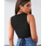 Çapraz Bağlamalı Siyah Crop Top Bluz