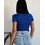 Bato Yaka Fermuarlı Kaşkorse Lacivert Crop Bluz