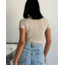 Bato Yaka Fermuarlı Kaşkorse Krem Crop Bluz