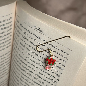 Kırmızı Gül Buketi Kitap Ayracı (Plastik Değildir Minelidir)