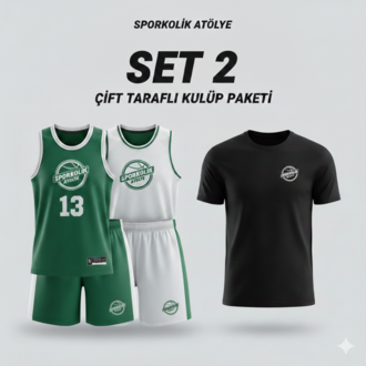 Sporkolik Atölye | SET 2: Çift Taraflı Basketbol Kulüp Paketi + Pamuklu T-Shirt (18 ADET)