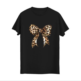  Leopar Desenli Kurdela Baskılı Unisex Tshirt, 1104