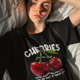 Cherries Kiraz Dijital Baskılı Unisex Tshirt, 1102