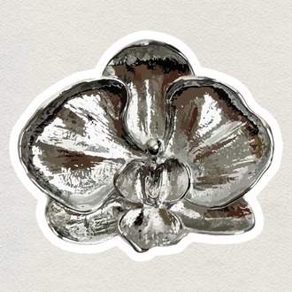 silver flower sticker