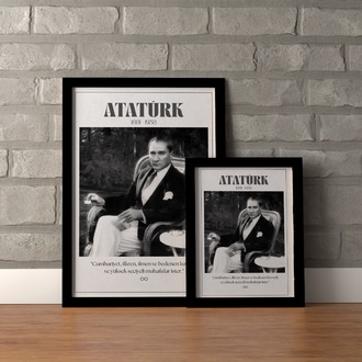 Atatürk Hasır Koltukta Nostaljik Tablo | "Cumhuriyet Muhafızları" Sözlü Poster