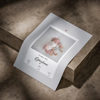 Polaroid Konseptli Bebek Doğum Posteri | Minimalist Yeni Doğan Hatıra Tablosu