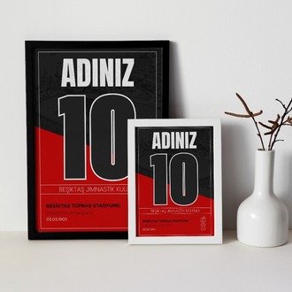 Beşiktaş İsimli Forma Tasarımı Posteri | Kişiselleştirilmiş Kara Kartal Hediyesi