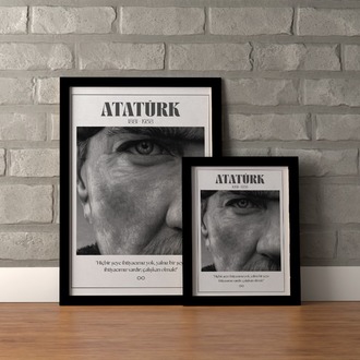 Atatürk Yakın Çekim Detaylı Portre | "Çalışkan Olmak" Sözlü Motivasyon Tablosu