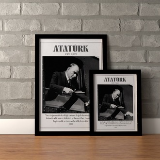 Atatürk Tren Penceresi Nostaljik Poster | "Tam Bağımsızlık" Sözlü Siyah Beyaz Tablo