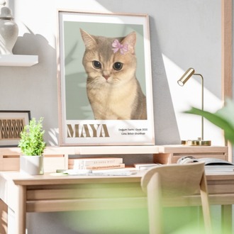 Kişiye Özel Kedi Portre Posteri | Minimal Tek Foto Evcil Hayvan Tasarımı