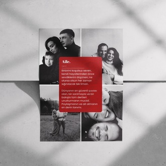 Minimalist Aile Tanımı Posteri | 4 Fotoğraflı Siyah Beyaz Kolaj Tablo