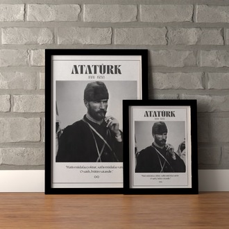 Gazi Mustafa Kemal Kalpaklı Askeri Poster | "Hattı Müdafaa Yoktur" Sözlü Tarih Tablosu