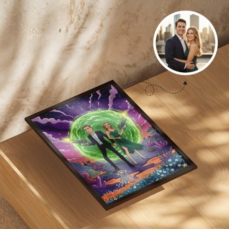 Kişiye Özel Rick and Morty Tarzı Çizim Portre | Yaratıcı Çift Hediyesi
