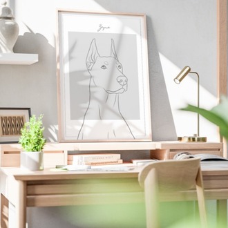 Kişiye Özel Evcil Hayvan Minimalist Poster | Köpek Portresi | Fotoğraflı Modern Duvar Dekoru