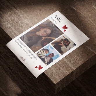 Kişiye Özel "Aşkın Tanımı" ve Tarih Detaylı 3'lü Kolaj Poster | Sevgililer Günü Hediy