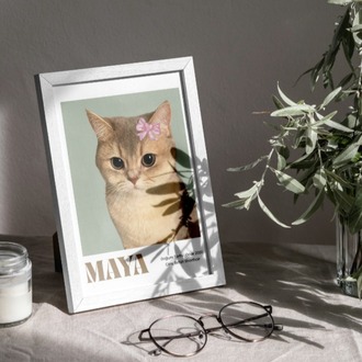 Kişiye Özel Kedi Portre Posteri | Minimal Tek Foto Evcil Hayvan Tasarımı