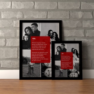 Minimalist Aile Tanımı Posteri | 4 Fotoğraflı Siyah Beyaz Kolaj Tablo