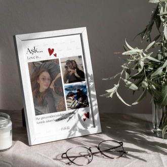 Kişiye Özel "Aşkın Tanımı" ve Tarih Detaylı 3'lü Kolaj Poster | Sevgililer Günü Hediy