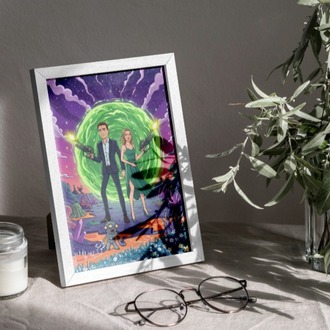Kişiye Özel Rick and Morty Tarzı Çizim Portre | Yaratıcı Çift Hediyesi