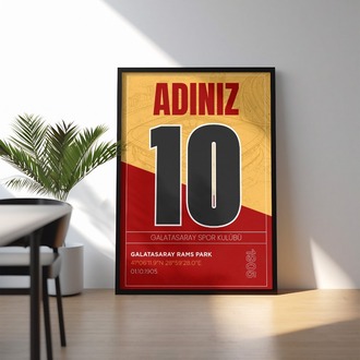 Galatasaray İsimli Forma Tasarımı Posteri | Kişiselleştirilmiş Taraftar Hediyesi