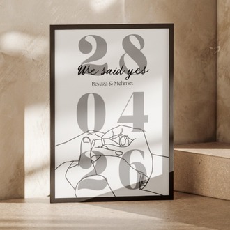 Kişiye Özel "We Said Yes" Line Art Tablosu | Nişan & Evlilik Hediyesi