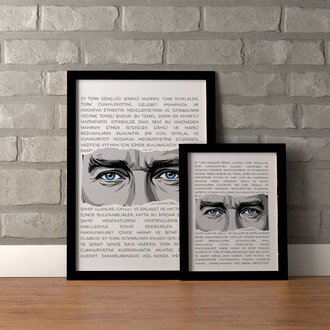 Atatürk Gençliğe Hitabe ve Gözler - Modern Tipografik Tasarım Tablo