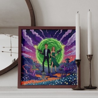 Kişiye Özel Rick and Morty Tarzı Çizim Portre | Yaratıcı Çift Hediyesi