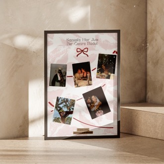 Seninle Her An" Öpücük Temalı Polaroid Kolaj Poster | Eğlenceli Tasarım