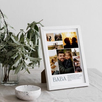 Babaya Kalpten Mesajlı Kolaj | En Samimi Babalar Günü Hediyesi | Kişiye Özel Fotoğraf Tablo