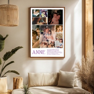 Fotoğraf Kolajı Anne Posteri | Kişiye Özel Duygusal Hediye