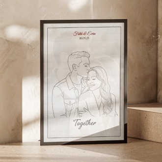 Kişiye Özel "Line Art" (Tek Çizgi) Portre Tablosu | Minimalist Hediye