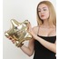 GOLD PARLAK SUNİ DERİ YILDIZ ÇANTA ALL STAR SET