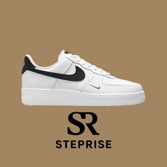 Nike Air Force 1 Essentials White Black Gold Mini Swoosh