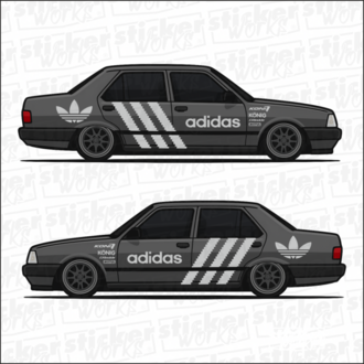 Adidas temalı yan kapı sticker seti ile aracınıza sportif ve özgün bir hava katın!