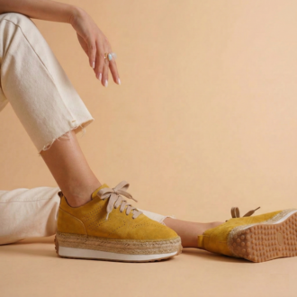 Hardal Süet Detaylı Hakiki Deri Sneaker Espadril