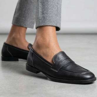 SİYAH Hakiki Deri Loafer Babet