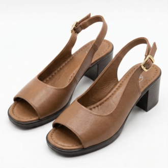 STEPPY Taba Hakiki Deri Sandalet