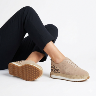 Bej Süet Detaylı Hakiki Deri Sneaker Espadril