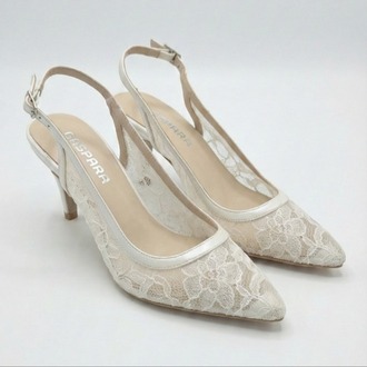 LACE Sedef Beyaz Dantel Detaylı Gelinlik Ayakkabısı