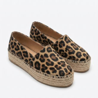 LEOPAR Baskılı Süet Günlük Klasik Espadril Ayakkabı