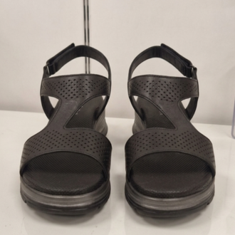 HOLE SİYAH CİLT Hakiki Deri Sandalet